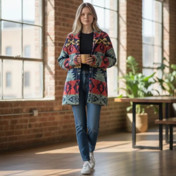 Ralph Lauren Denim & Supply Aztec Design Southwestern Cotton Cardigan Size Large - Picture 13 of 13